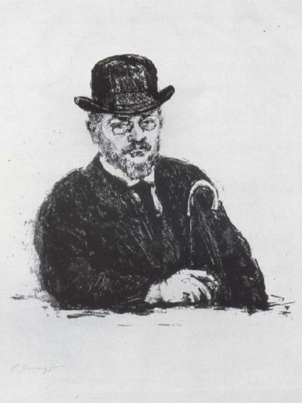 Max Slevogt Selbstbidnis with hat and cane oil painting image